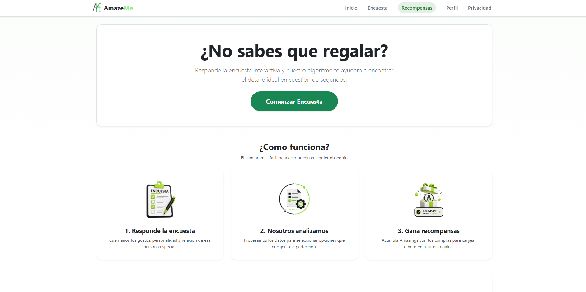Inicio de AmazeMe